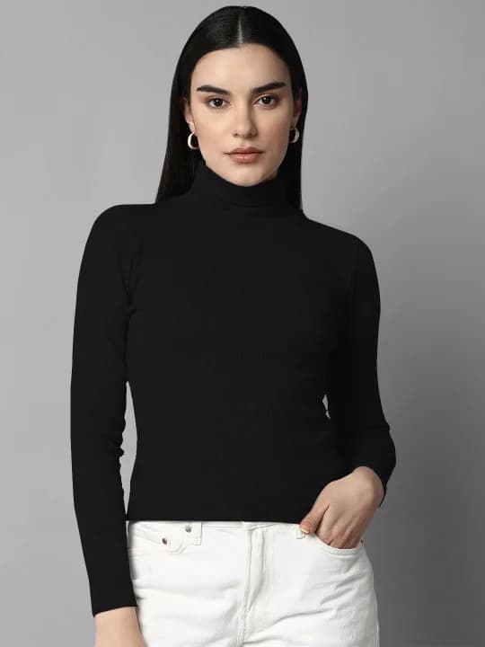 Women High Neck Long Sleeves Top