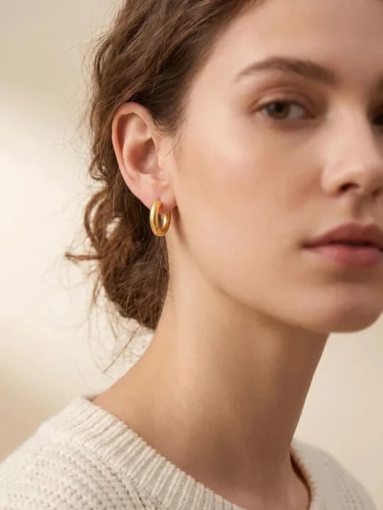 Gold-Plated Contemporary Hoop Earrings