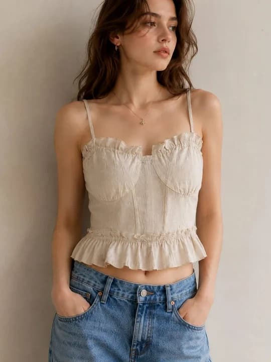 Sweetheart Neck Ruffles Crop Top