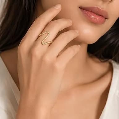 Contemporary CZ Studded Finger Ring for Women