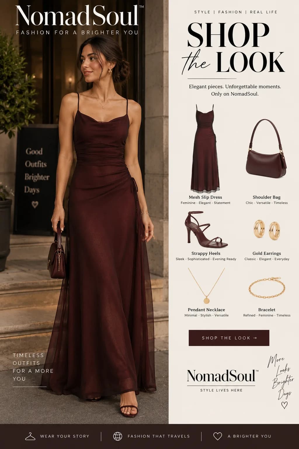 Burgundy Slip Dress Outfit for an Elegant Evening Look