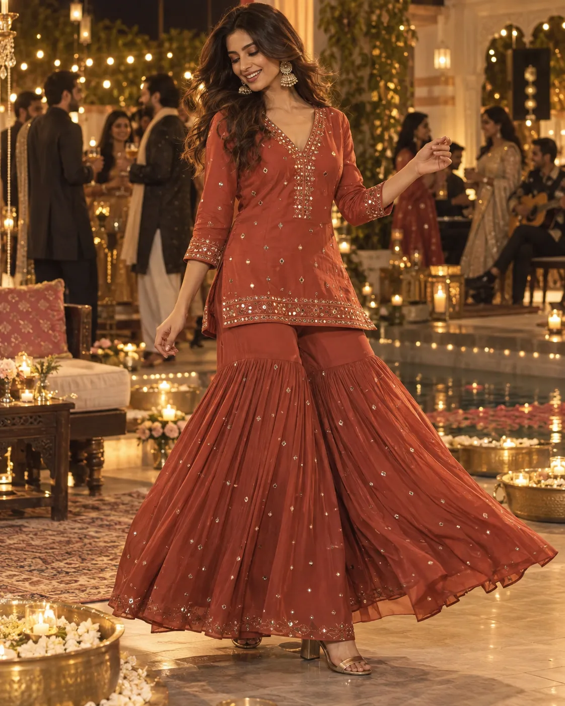 Sharara Kurta Set With Contemporary Heels
