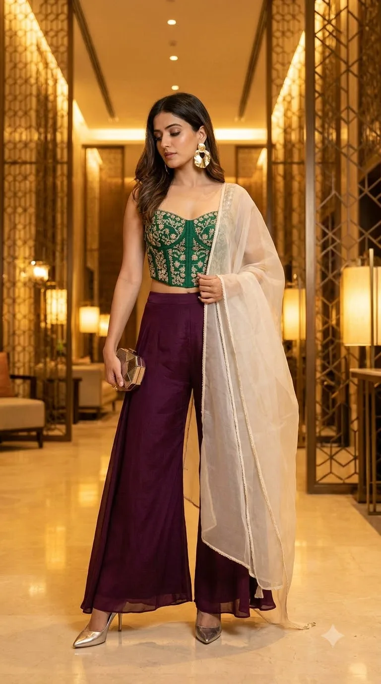 corset blouse with wide leg plazzo