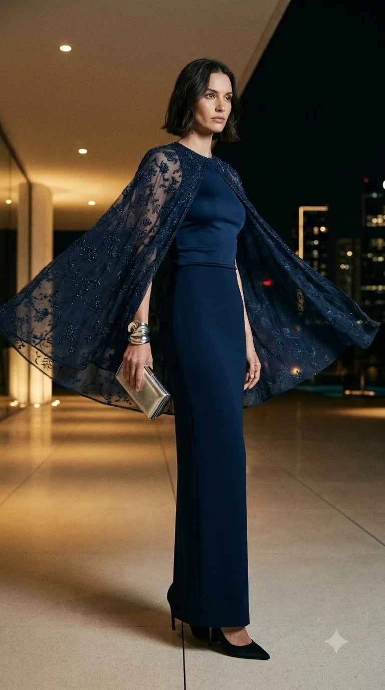cape blouse with skirt