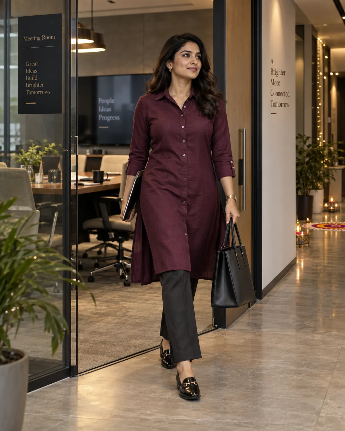 Jewel Tone Shirt Kurta With Tailored Pants