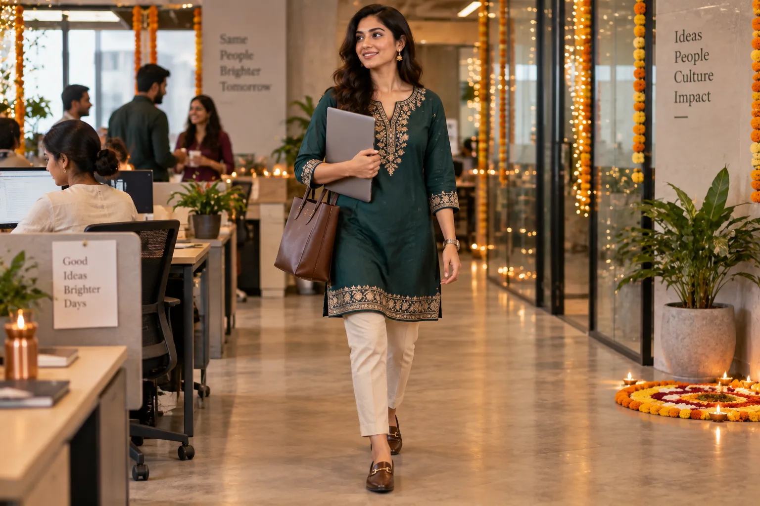 Short Embroidered Kurta With Straight Ankle Pants
