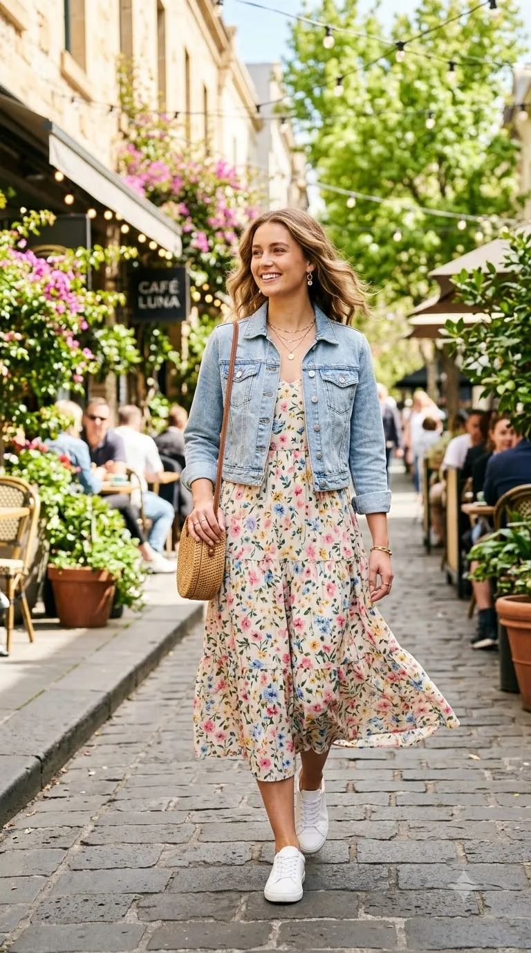 Woman wearing floral dress