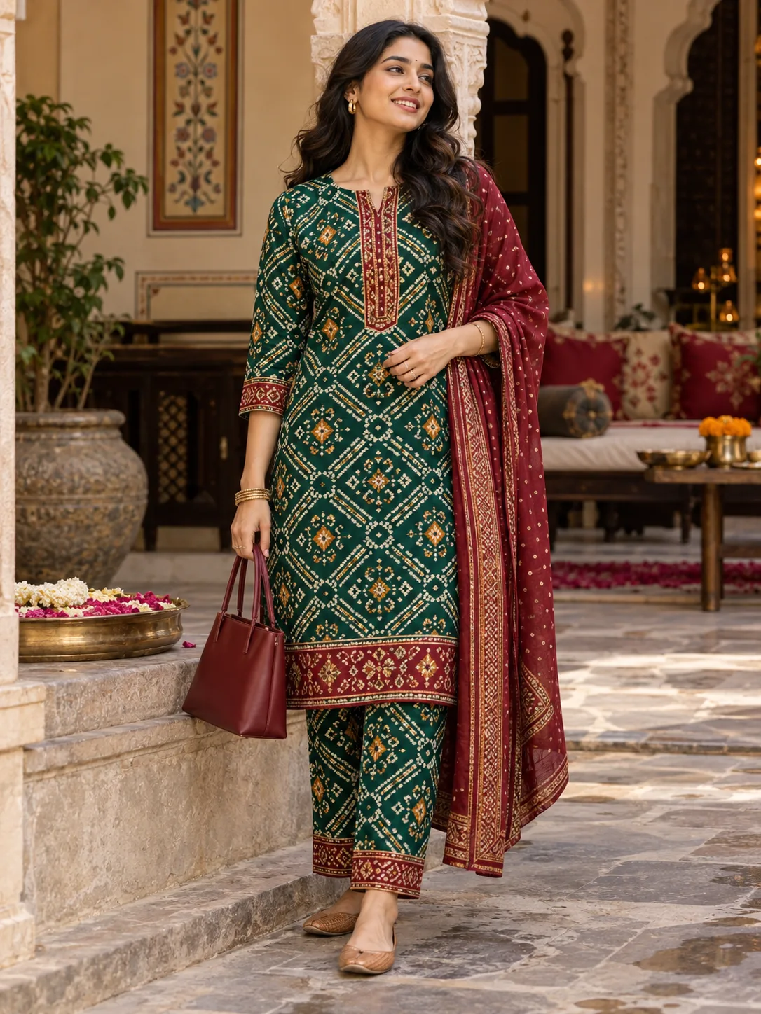 Bandhani inspired kurta set