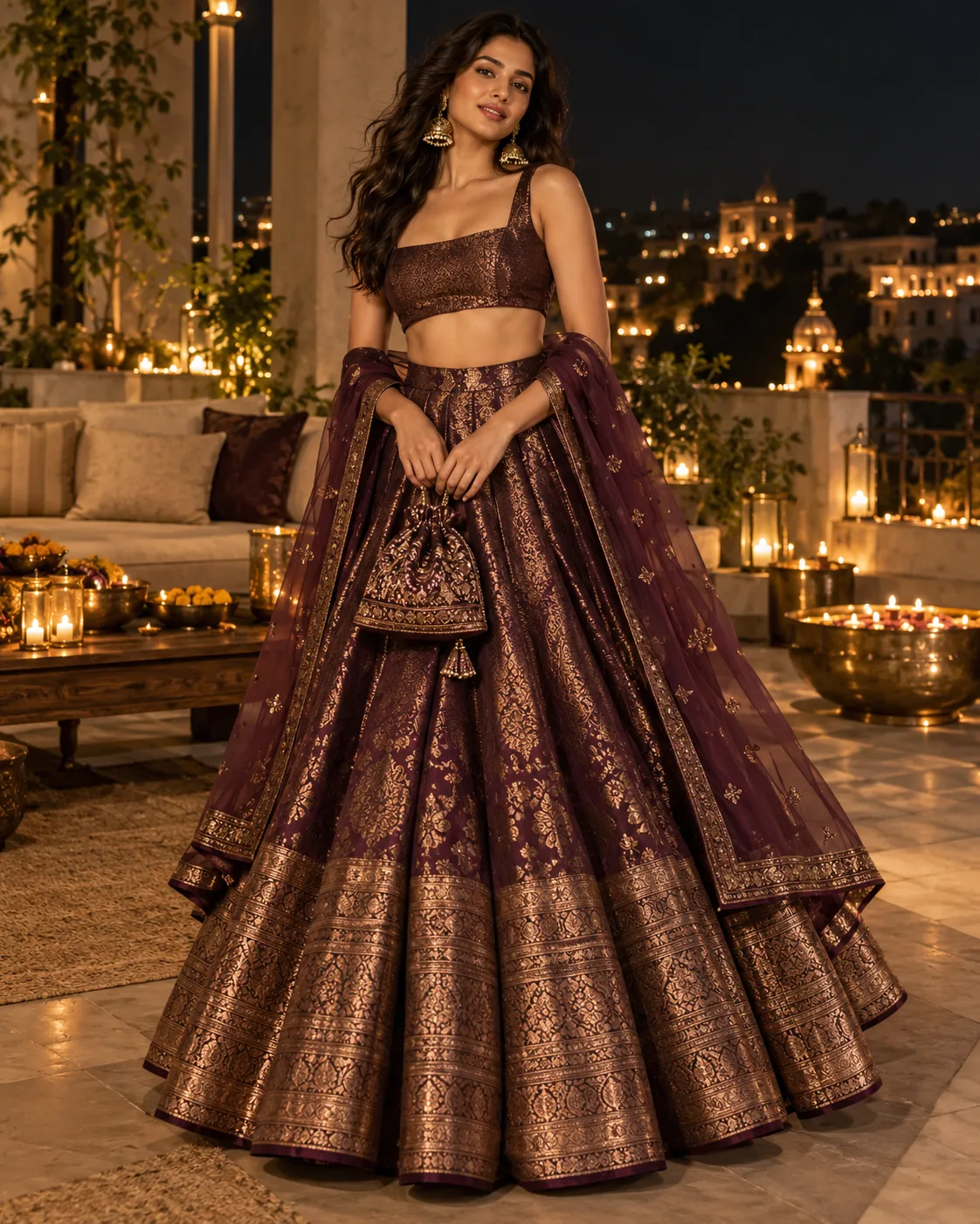 Tissue or Handwoven Lehenga With a Minimal Blouse