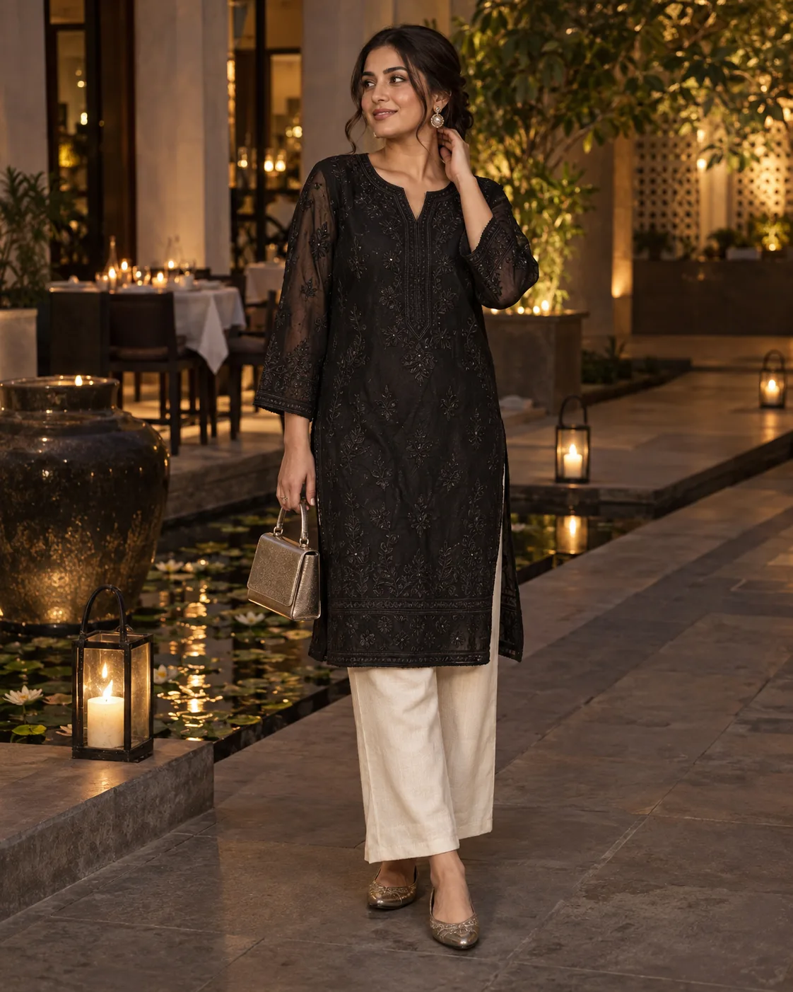 Black Chikankari Kurti