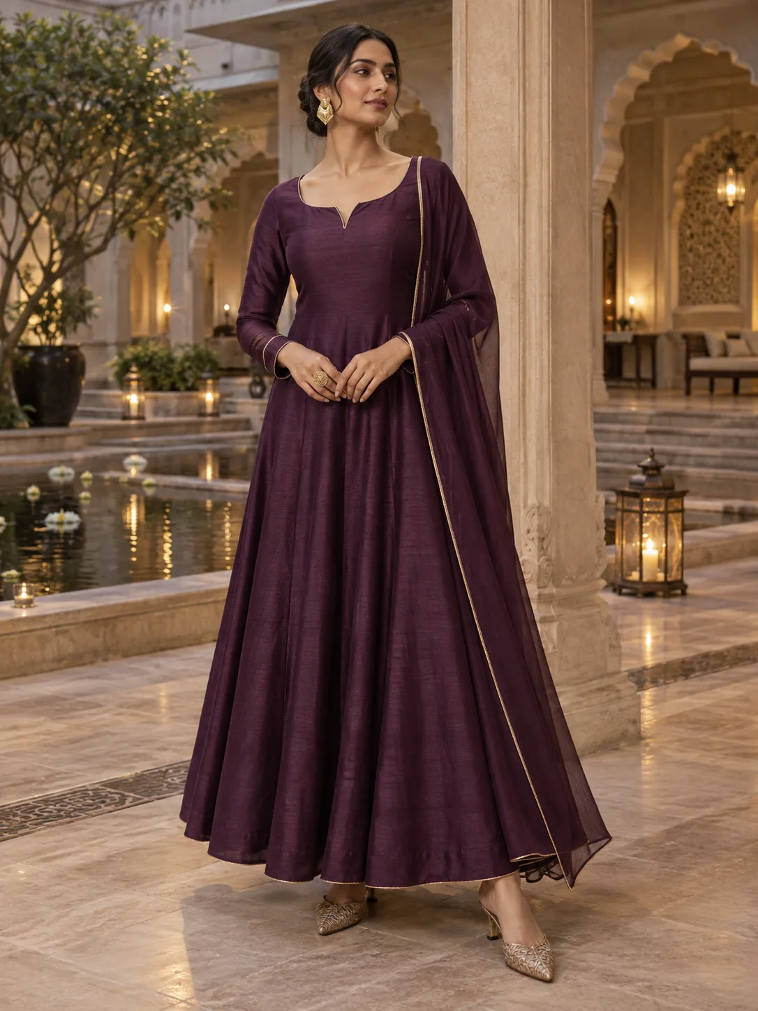 Minimal Anarkali With Architectural Jewellery