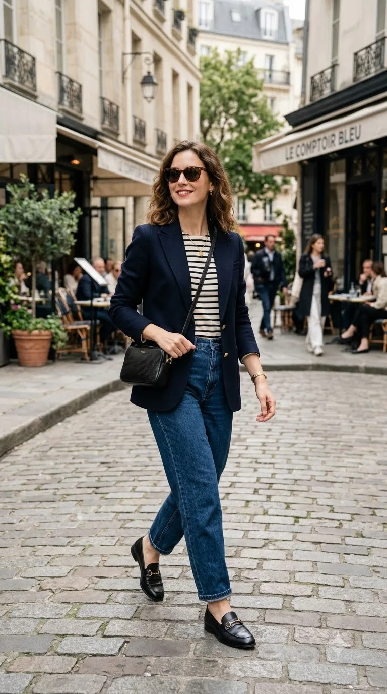 Woman wearing blazer and jeans persian