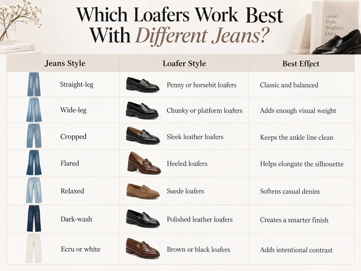 which loafers to wear with which jeans