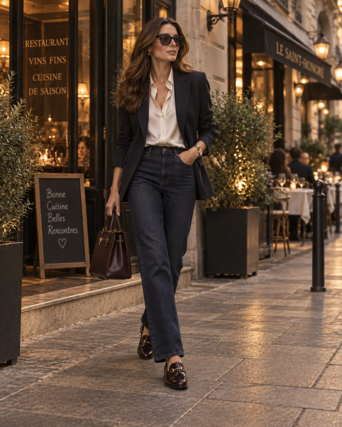 Dark Wash Jeans With Polished Leather Loafers