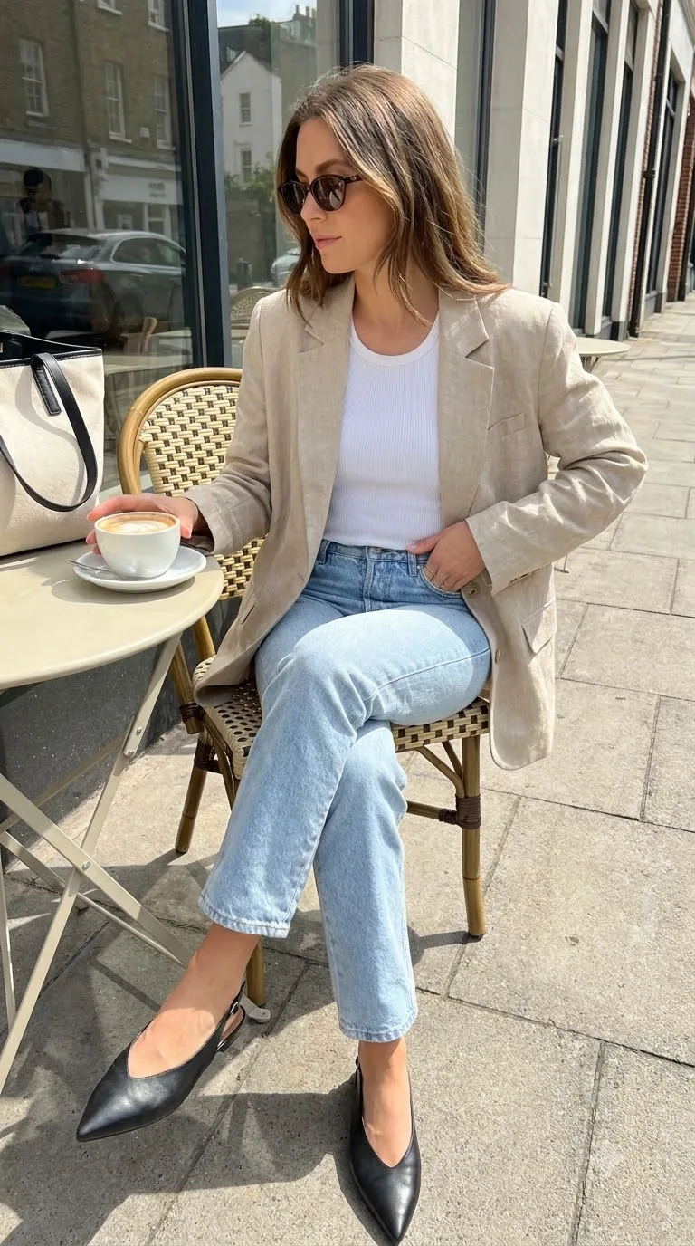 Blazer with jeans and flats