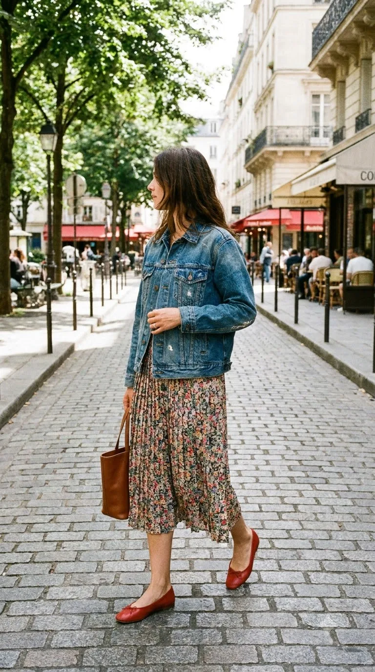 Denim jacket with skirt
