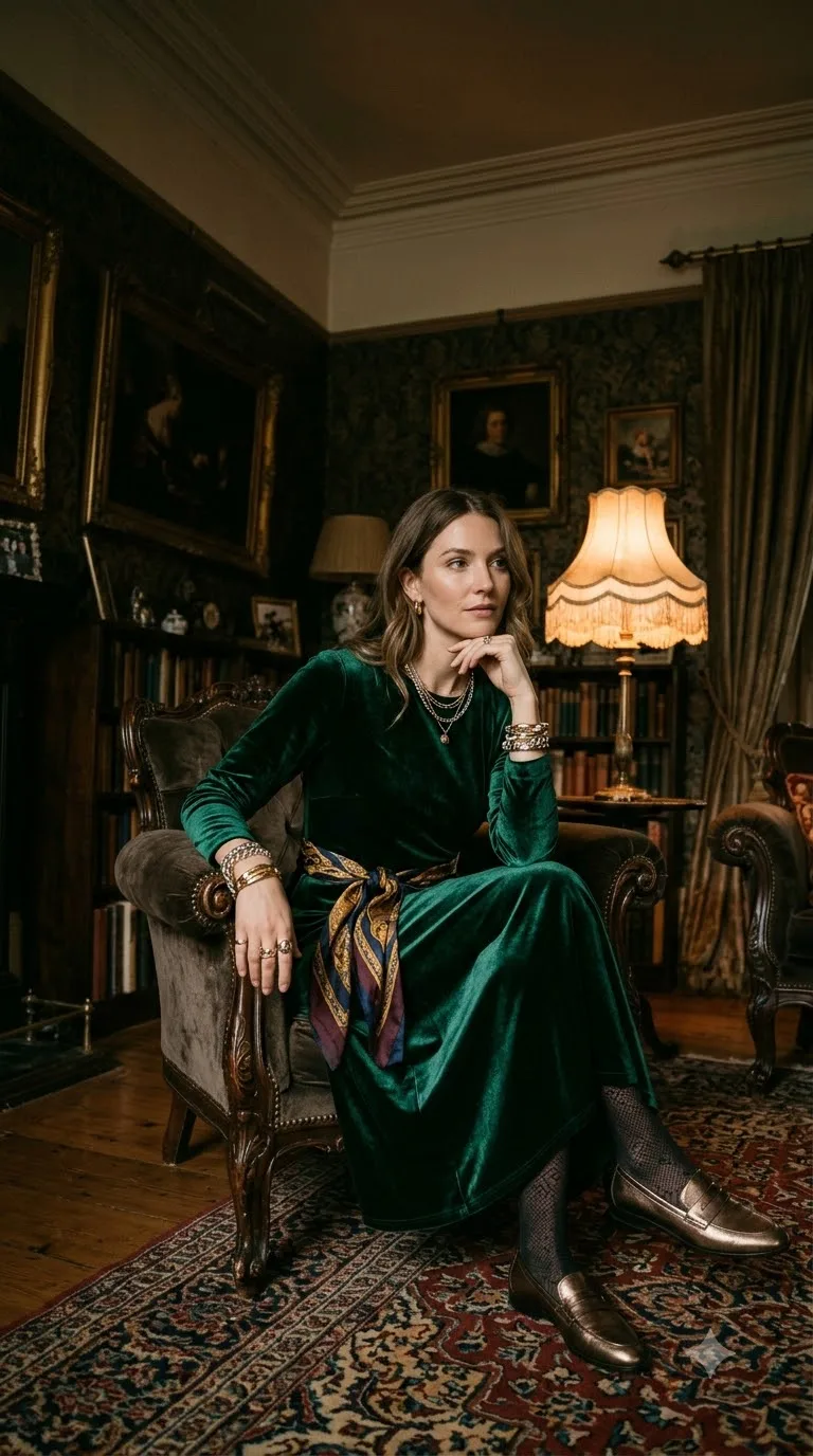 Emerald Velvet With Mixed Accessories