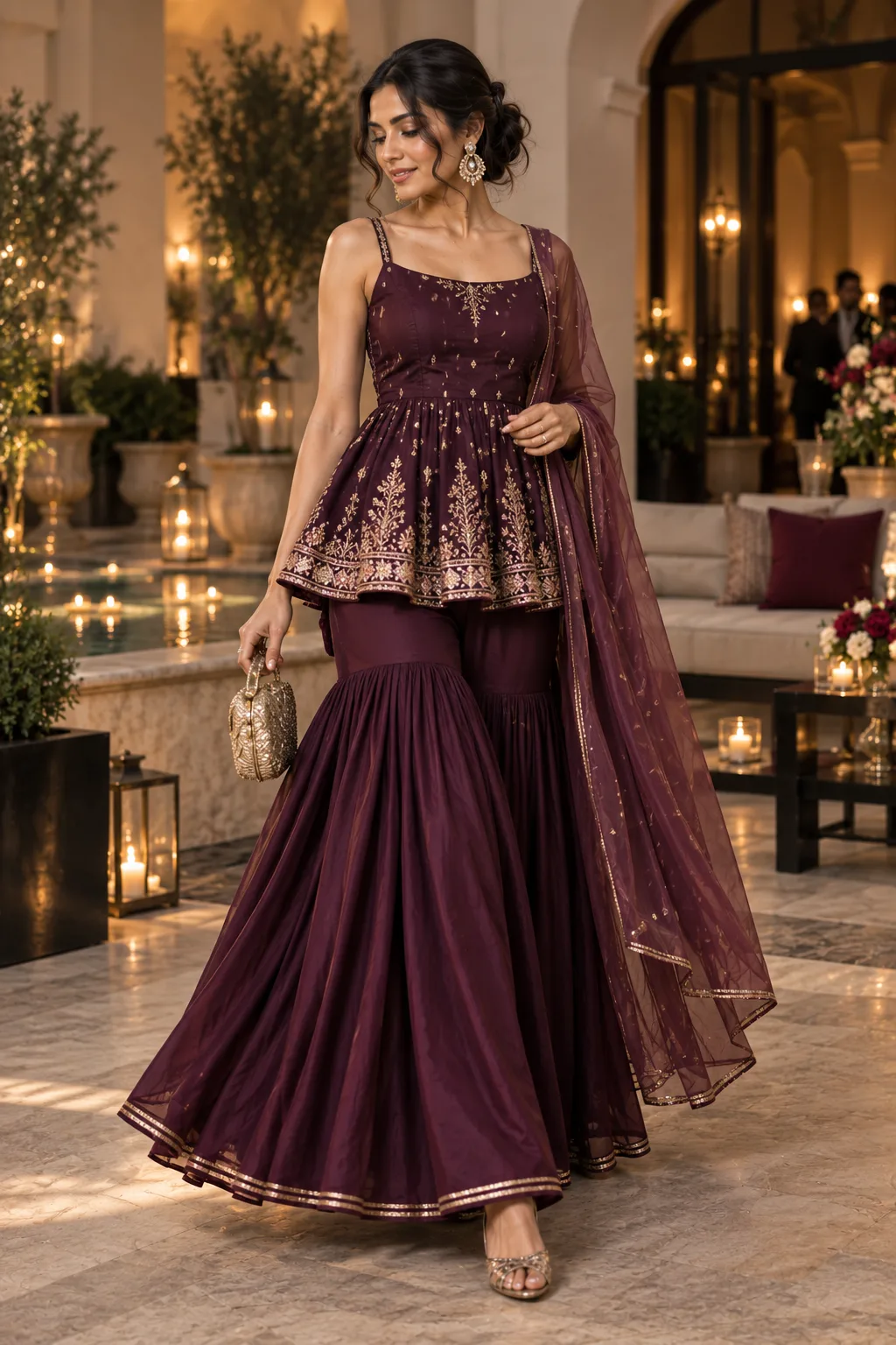 Peplum Top With Sharara pants