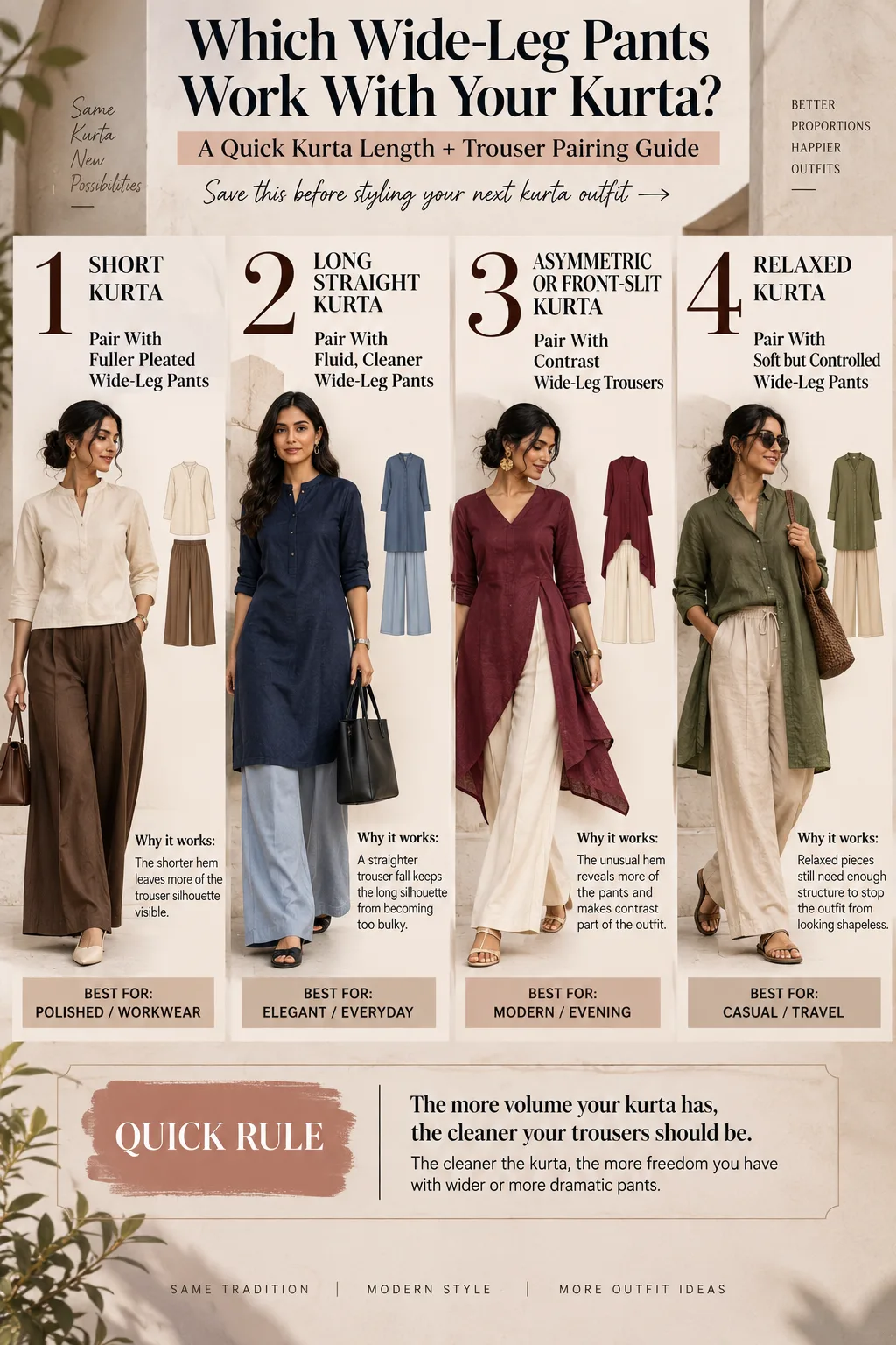 Which Wide Leg Pants Work With Your Kurta