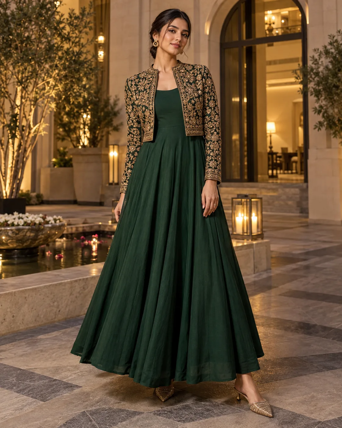 Anarkali With a Cropped Embroidered Jacket