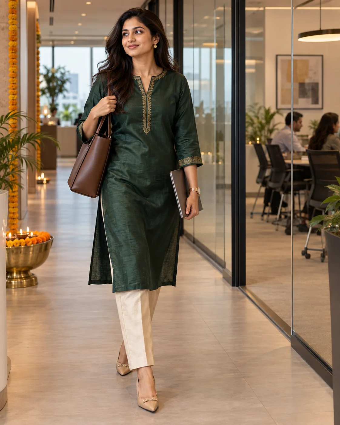 Straight Silk Kurta With Tailored Trousers