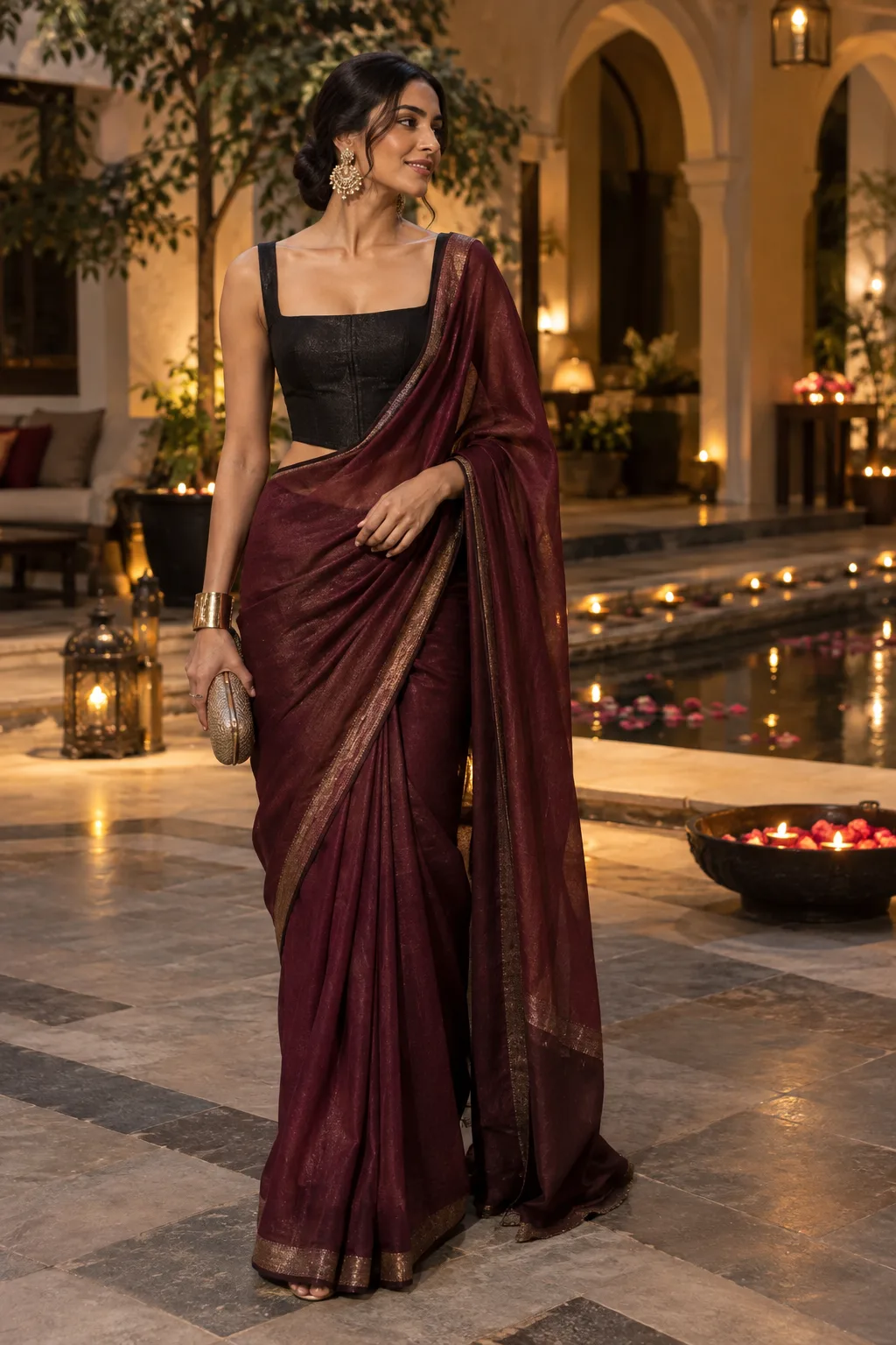 Saree with sculptural blouse