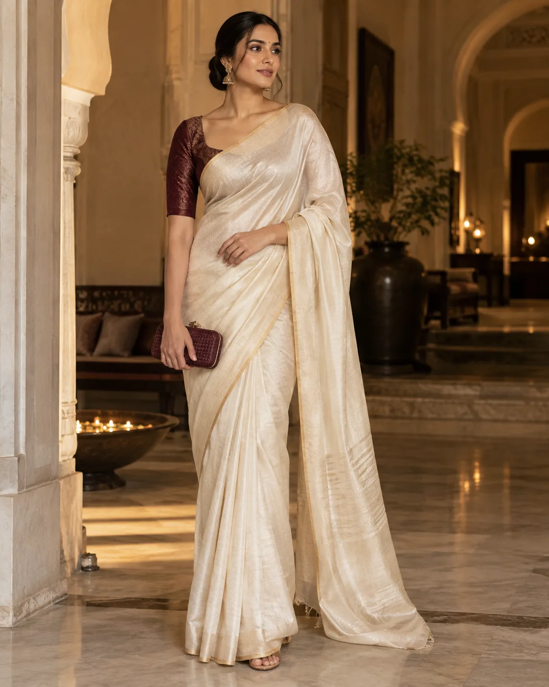 Saree With a Contrast Blouse
