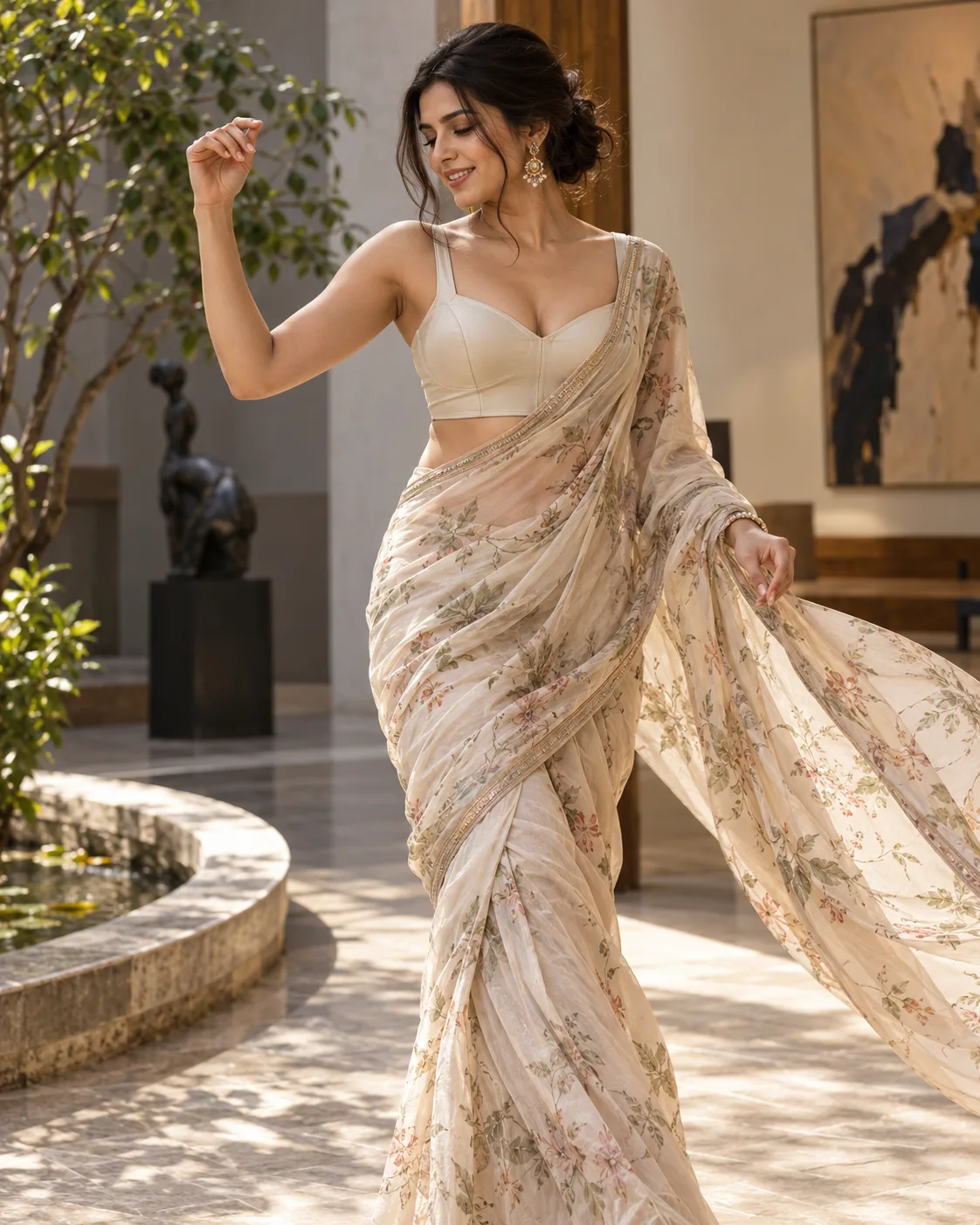adult woman wearing a padded, structured garmen
