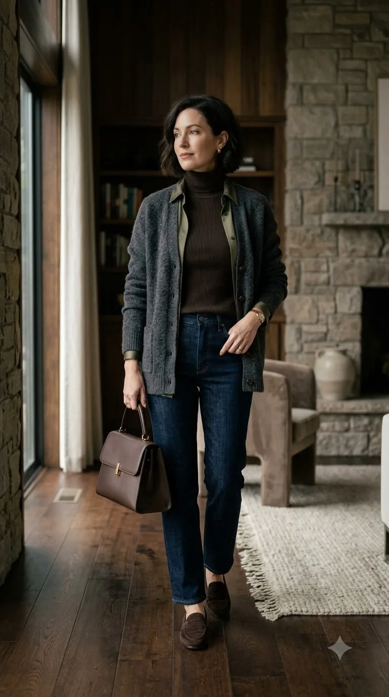 Dark Denim + Rich Tonal Neutrals