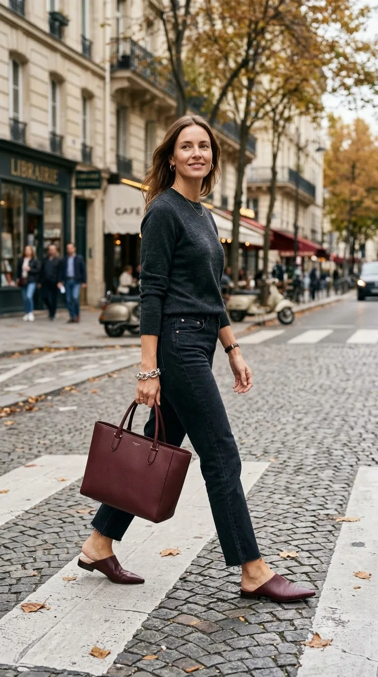 Burgundy Accessories With Dark Denim
