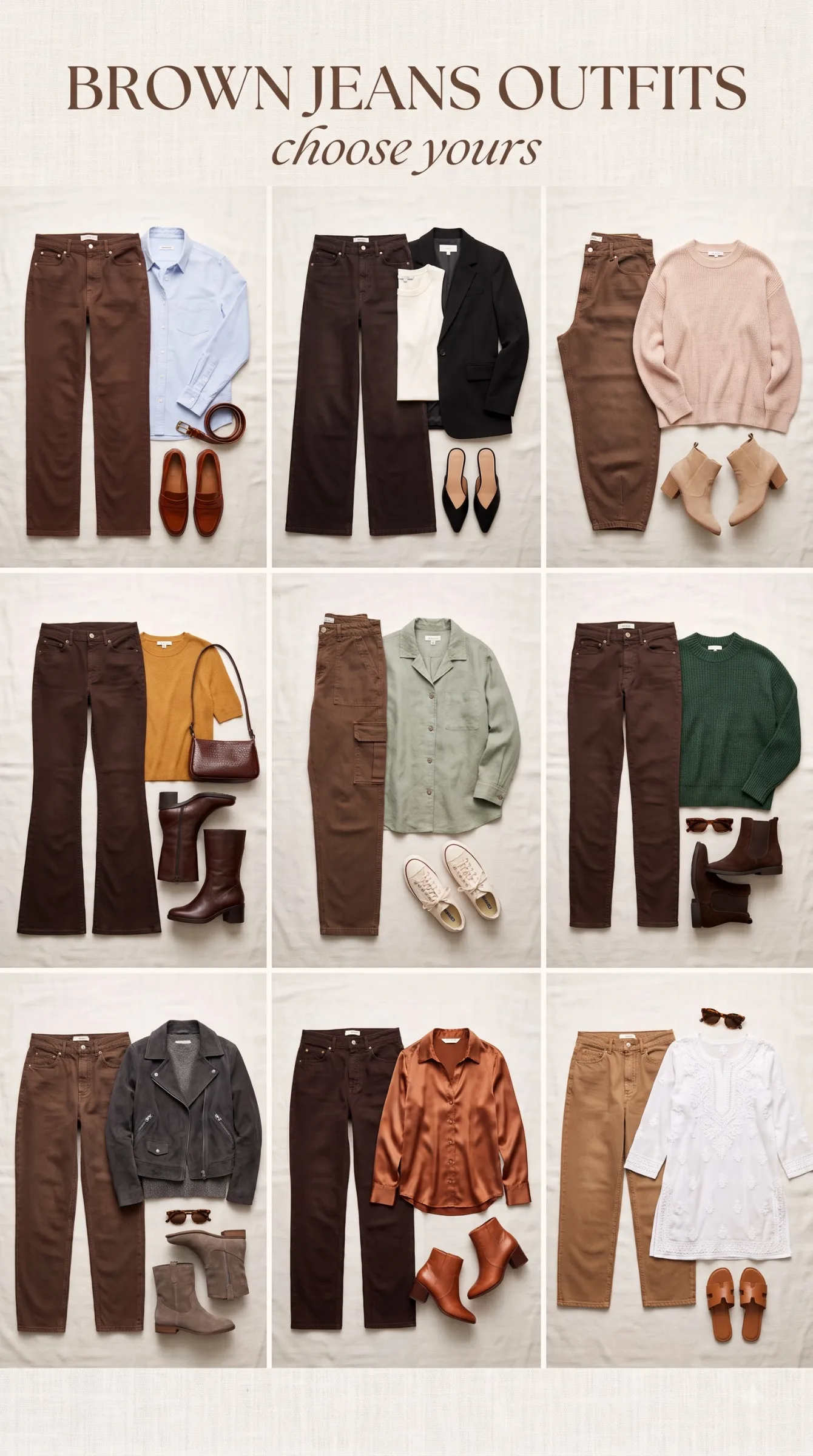 Brown Jeans Outfits for Women