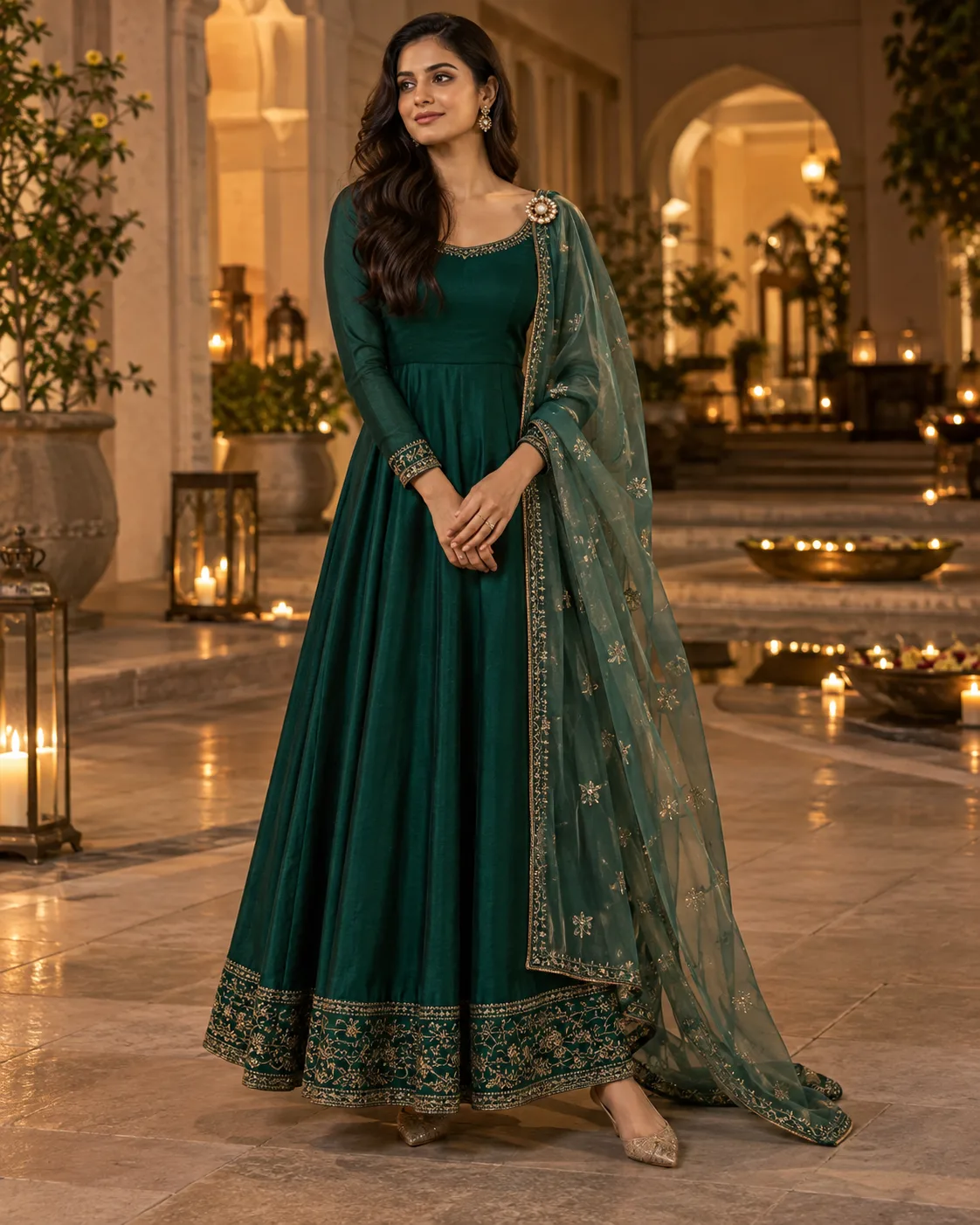 jewel tone Anarkali