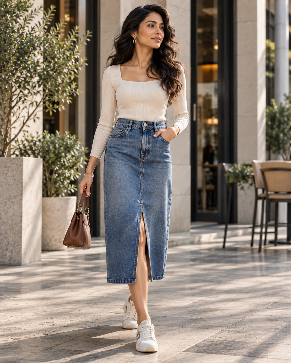 straight midi skirt.