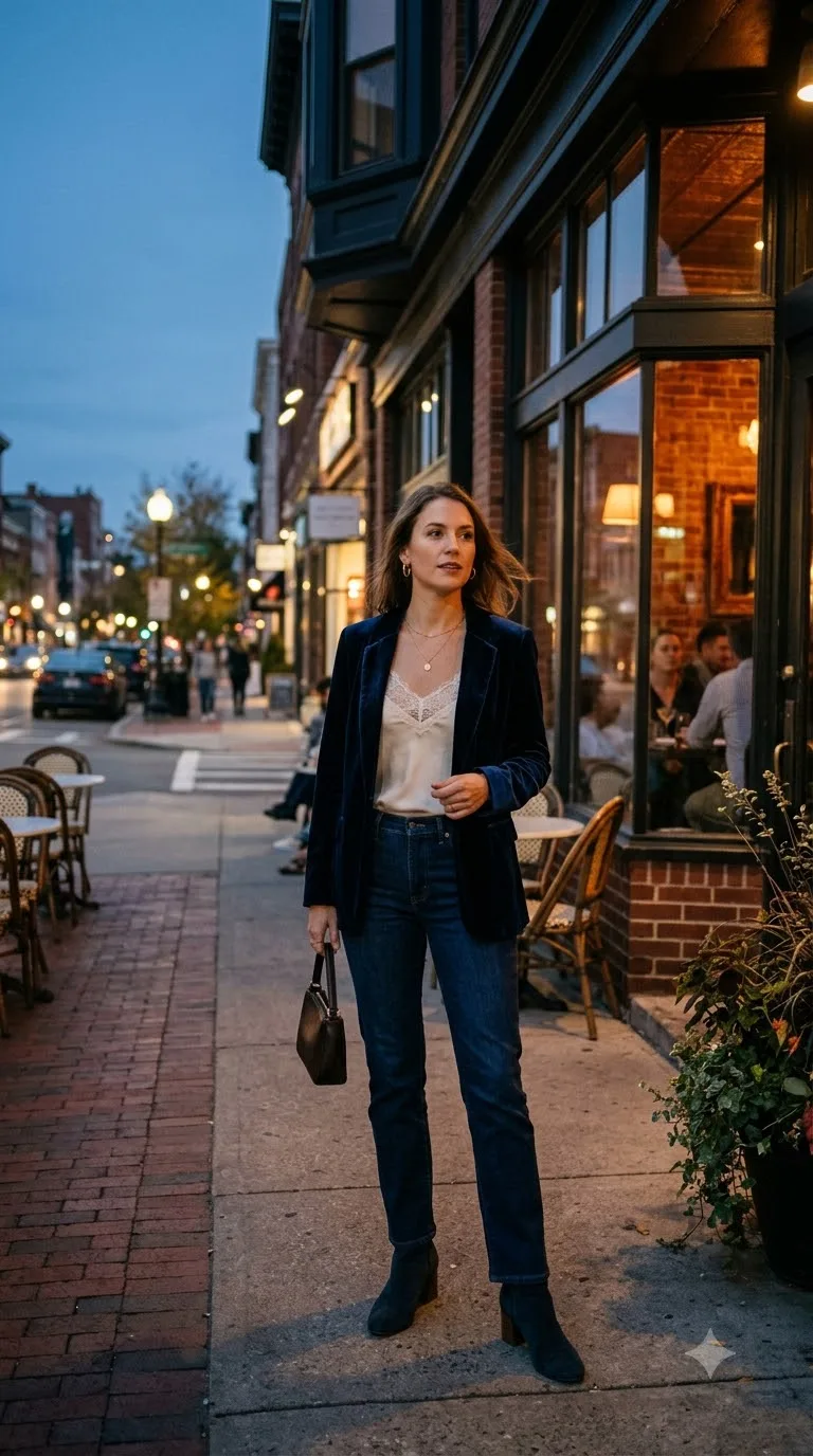 Midnight Blue%20Velvet%20Blazer%20Over%20Lace